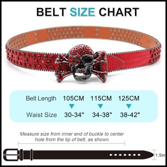 Rhinestone Skull Belt Studded Punk Western Cowgirl Eco-friendly Leather main image 5